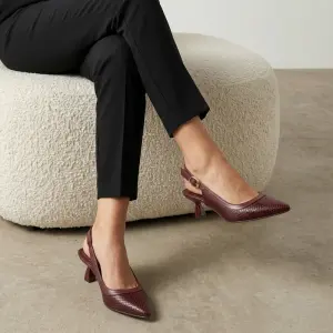 Croc-Embossed Slingback Heels C-115