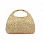 Crystal-Embellished Evening Clutch with Polished Metal Handle VS-57