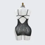 Leopard Print Fringe Daring Cutout Bodysuit