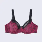 Plus Size Printed Lace Underwire Bra Panty Set