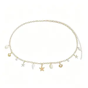 Beach Waist Chain Faux Pearl Shell Starfish Women's Body Chain