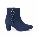 Elegant ankle boots with metallic ring details B-49