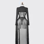 Black Sheer Mesh Bodysuit Dress Set