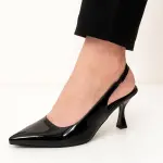 Shiny Step Slingback Heels C-103