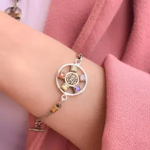 انسيال فضه بكلمه خير و فصوص ملونه