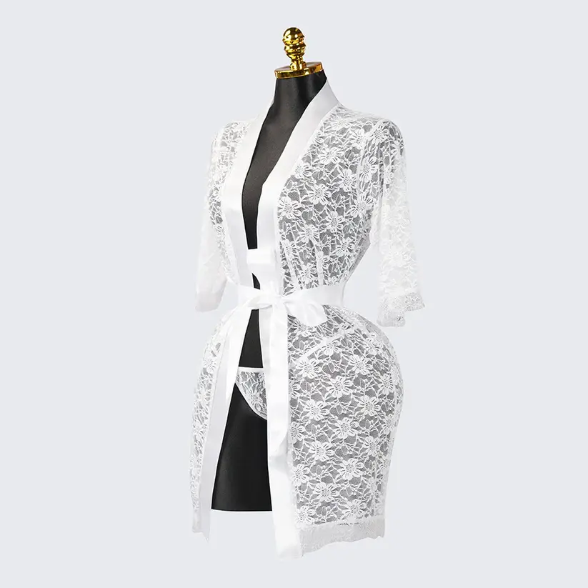 Lace Embroidered Sheer Hollow-Out Robe