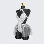 Plus Size White Sheer Mesh Bodysuit