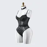 Lace See-Through Metal Chain Bodysuit