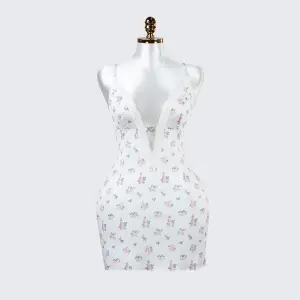 Deep V Lace Floral Print Cami Nightdress