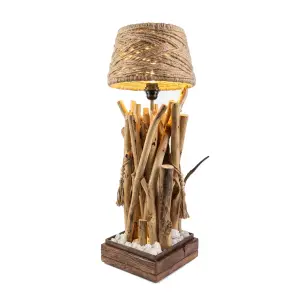 Handcrafted Rustic Bohemian Wooden Desk Lamp