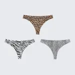 Seamless Ice Silk Low Rise Leopard Cotton Crotch Thong Panty