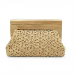 Floral Embroidered Clutch with Natural Wooden Frame VS-54