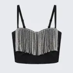 Rhinestone Tassel Chain Cami Corset Going Out Top