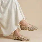 Elegant Woven Ballet Flats with Front Strap BN-56