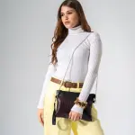 Croc-Embossed Oversized Clutch-brown