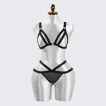 Black Strapping Cut-out Bra Panty Set