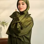 OLIVE GREEN SATIN DRESS ISDAL