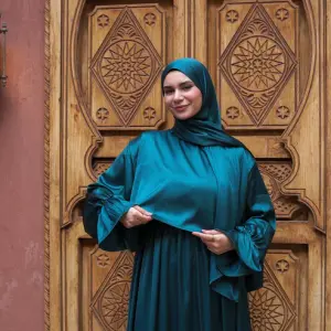 DEEP TEAL SATIN DRESS ISDAL