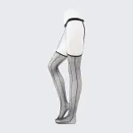 Lace Jacquard Pantyhose Ultra-Thin Over Knee Sexy Shiny Black