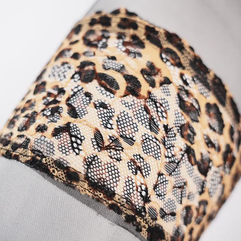 Leopard Print Thigh High Pantyhose Over Knee Glossy Sheer