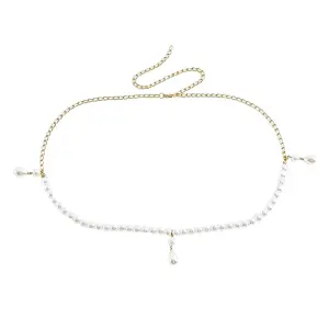 Women's Casual Faux Pearl Drop Waist Chain Simple Versatile Belt