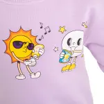 Purple Sweatshirt with “Sun , Moon and Cloudy” Print 💜🌚🌞☁