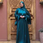 DEEP TEAL SATIN DRESS ISDAL