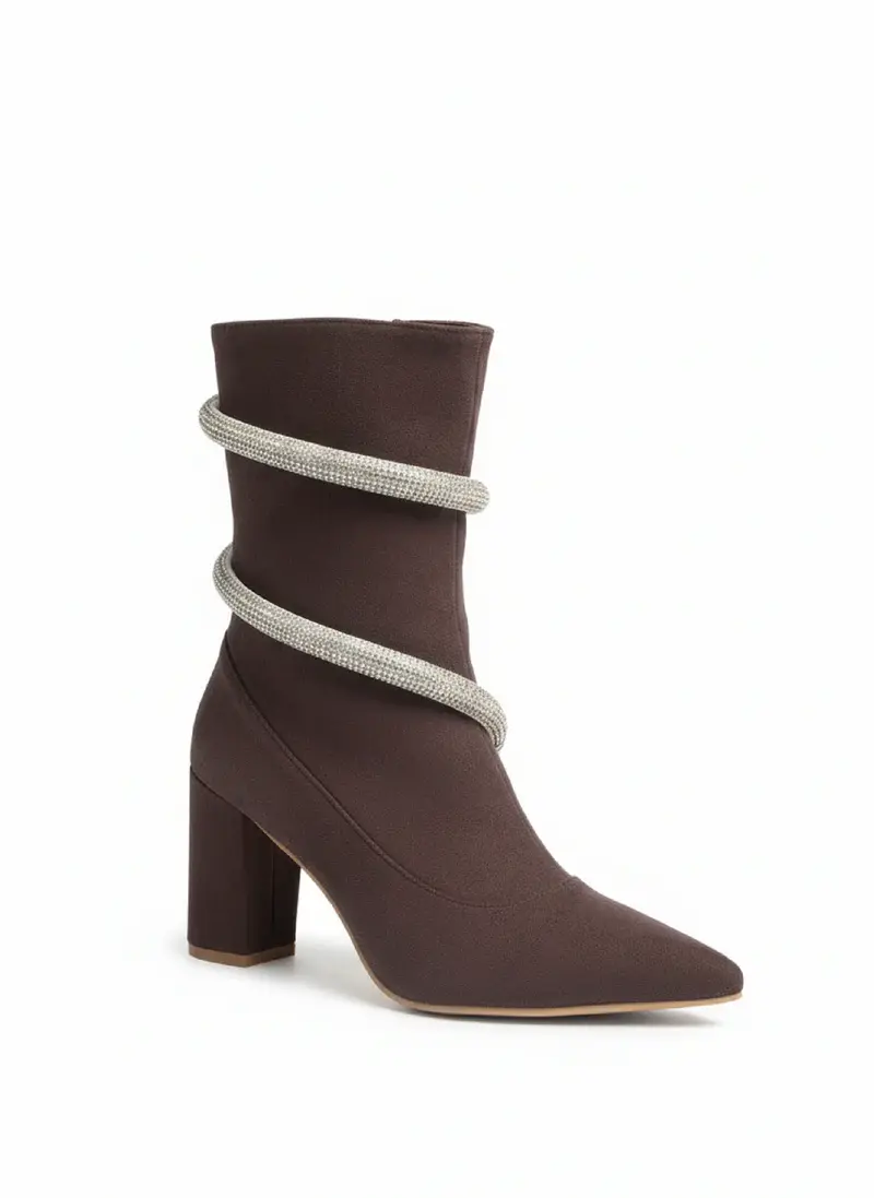 Boots with white belts wrap around it B-43