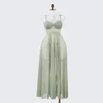 Elegant Seductive Mesh Embroidered Spaghetti Strap Long Dress