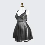 Sheer Fine Mesh Embroidered Babydoll Spaghetti Strap Lingerie