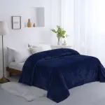 Flannel Fleece Throw Blanket (Dark Blue)