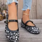 Floral Embroidered Lace Ballerina Flats BN-63