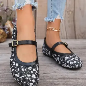 Floral Embroidered Lace Ballerina Flats BN-63
