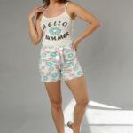 Printed Cotton Tank Top & Hot Shorts Set