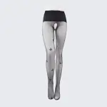 Sexy Black Seamless Pantyhose with Butterfly Open Crotch