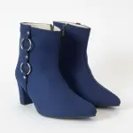 Elegant ankle boots with metallic ring details B-49