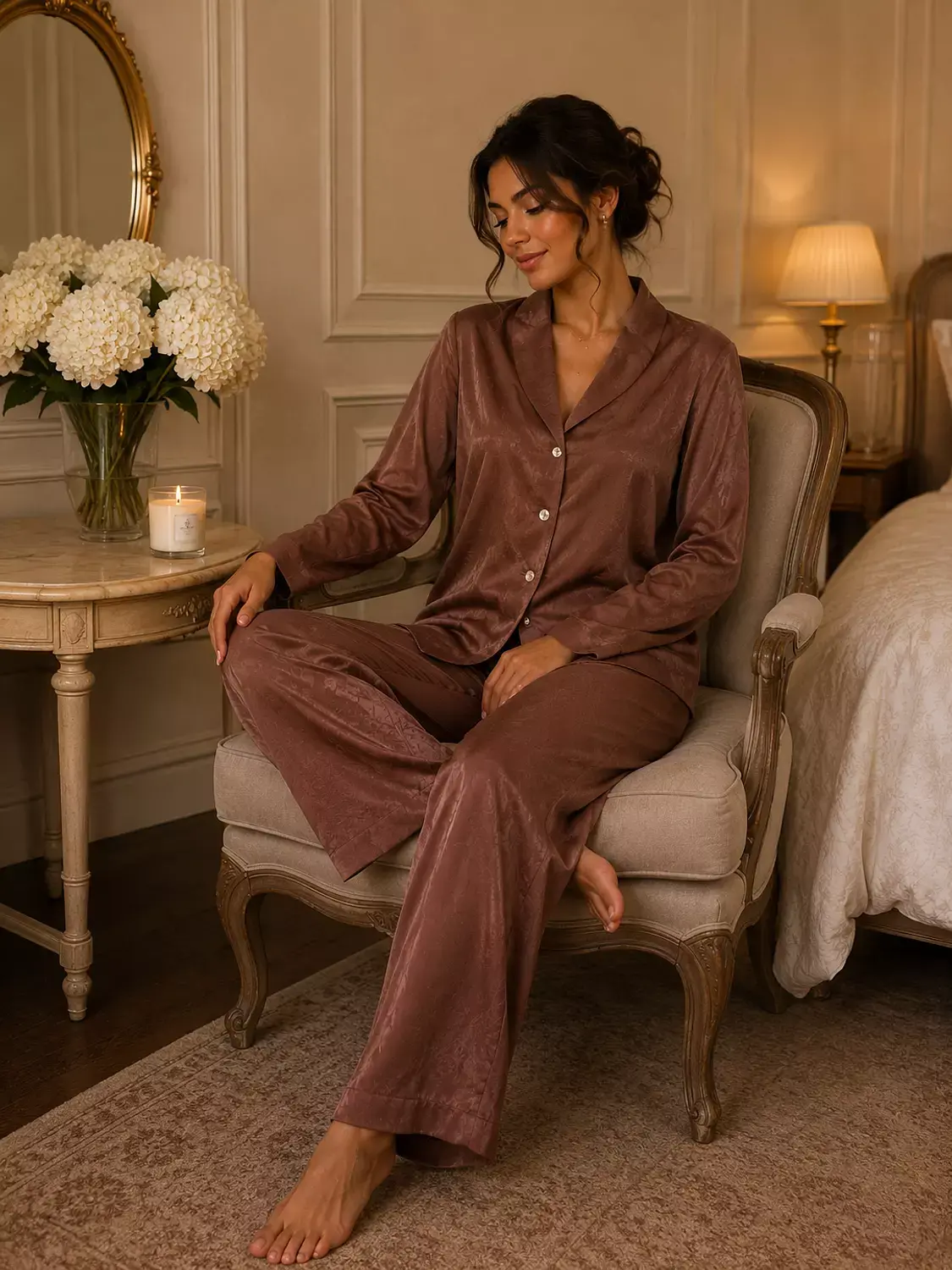 Rosewood Crinkled Marble Effect pjs