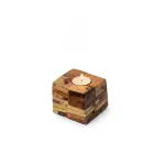 Handcrafted Sustainable Wood Mosaic Candle Holder