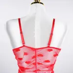 Plus Size See-Through Mesh Heart Lace Dress Lingerie Set