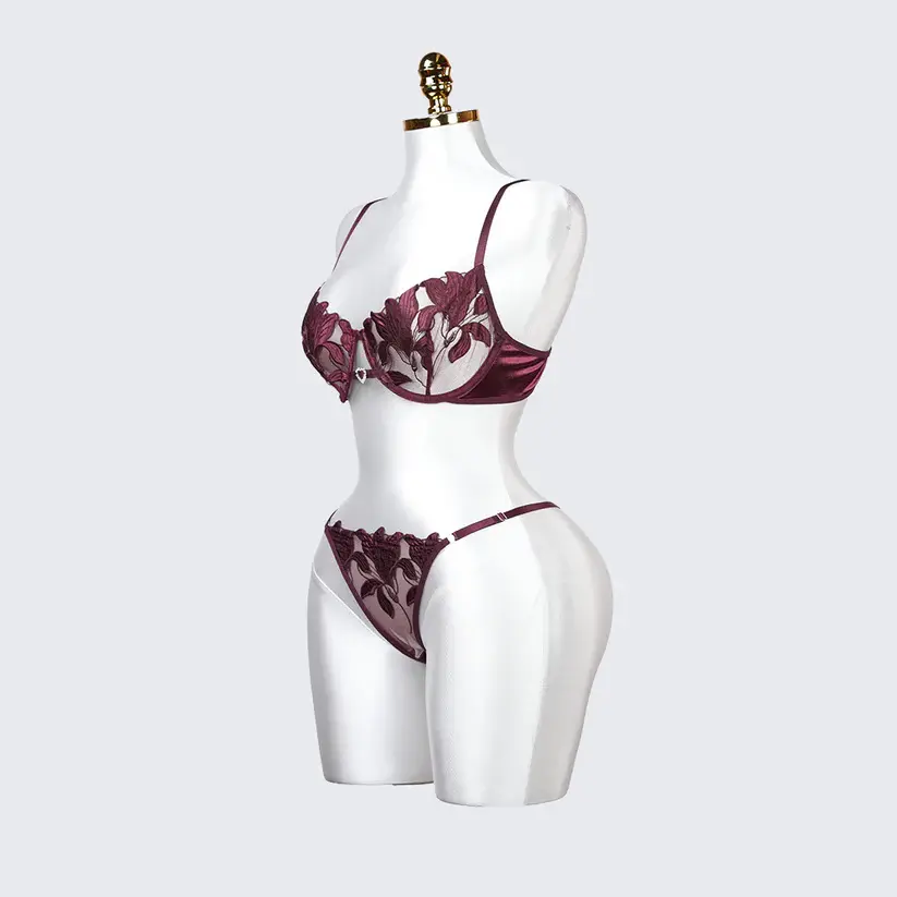 Floral Embroidery Lace Lingerie Set