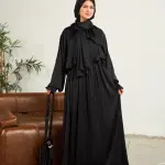 BLACK SATIN DRESS ISDAL