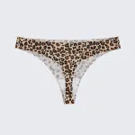 Seamless Ice Silk Low Rise Leopard Cotton Crotch Thong Panty