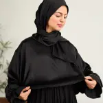 BLACK SATIN DRESS ISDAL