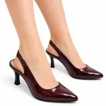 Shiny Step Slingback Heels C-103