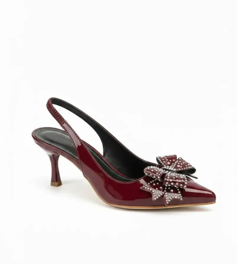 Elegant Heels Adorned with a Sparkling Bow C-77