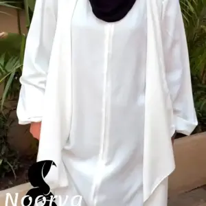 Elegant Classic White Layered Open Abaya