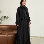 BLACK SATIN DRESS ISDAL