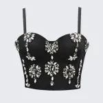 Women's Rhinestone Spaghetti Strap Shaping Corset with Boning