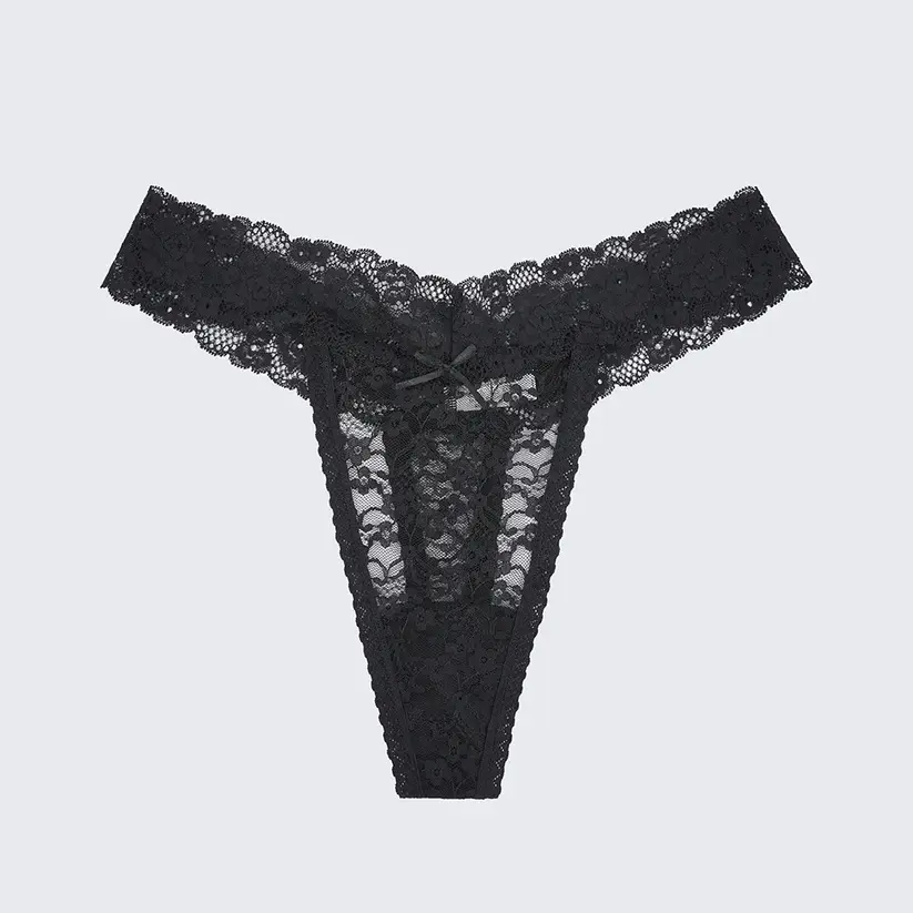 Plus Size Sheer Lace Thong Women's Sexy Lingerie Panty Set