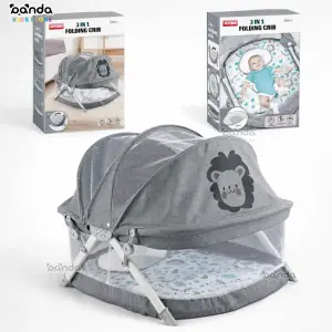 سرير أطفال متنقل 3 في 1 قابل للطي مع ناموسية